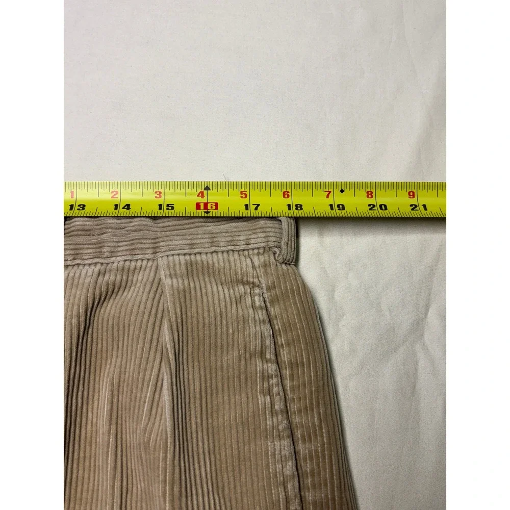 Vintage Polo Ralph Lauren Andrew Pant 35x30 Tan Wide Wale Corduroy Pleated Cords